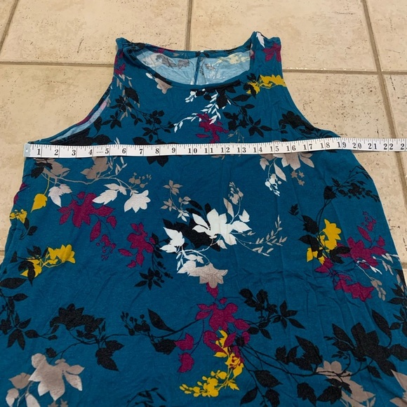 Apt. 9 Essentials Teal Floral Tank Top - XXL - Picture 4 of 5